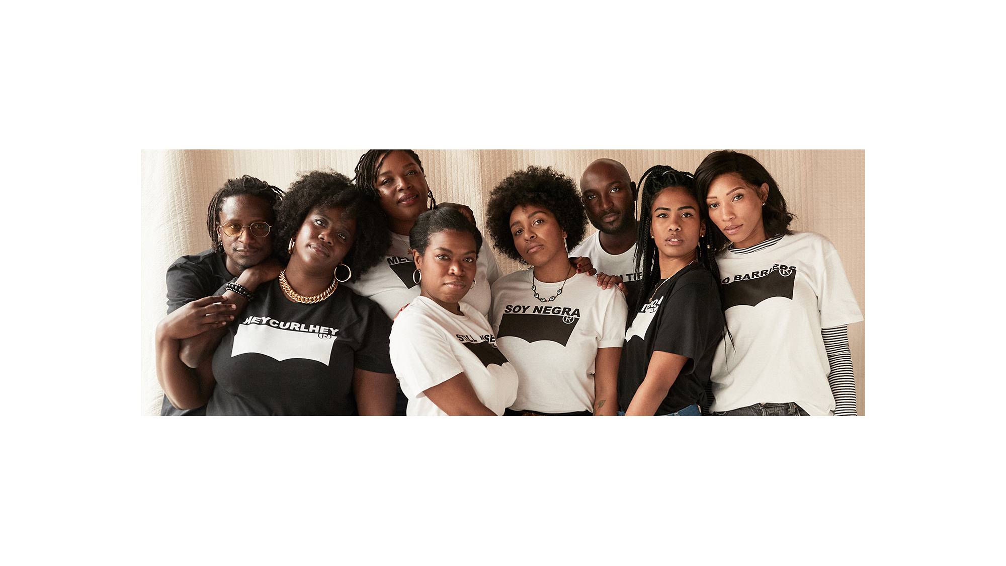 Levi's® employees wearing customized Levi's® tee shirts in honor of Black History Month.