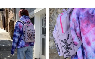 vines on backpack close up