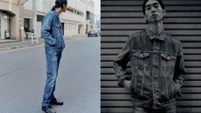 split screen man standing on the street / man standing against a wall