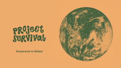 Illustrative Globe Spinning with Project Survival type at top