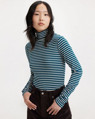 Woman wearing striped shirt