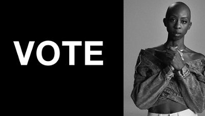 Hailey Bieber and Oge Blog Header, black and white.