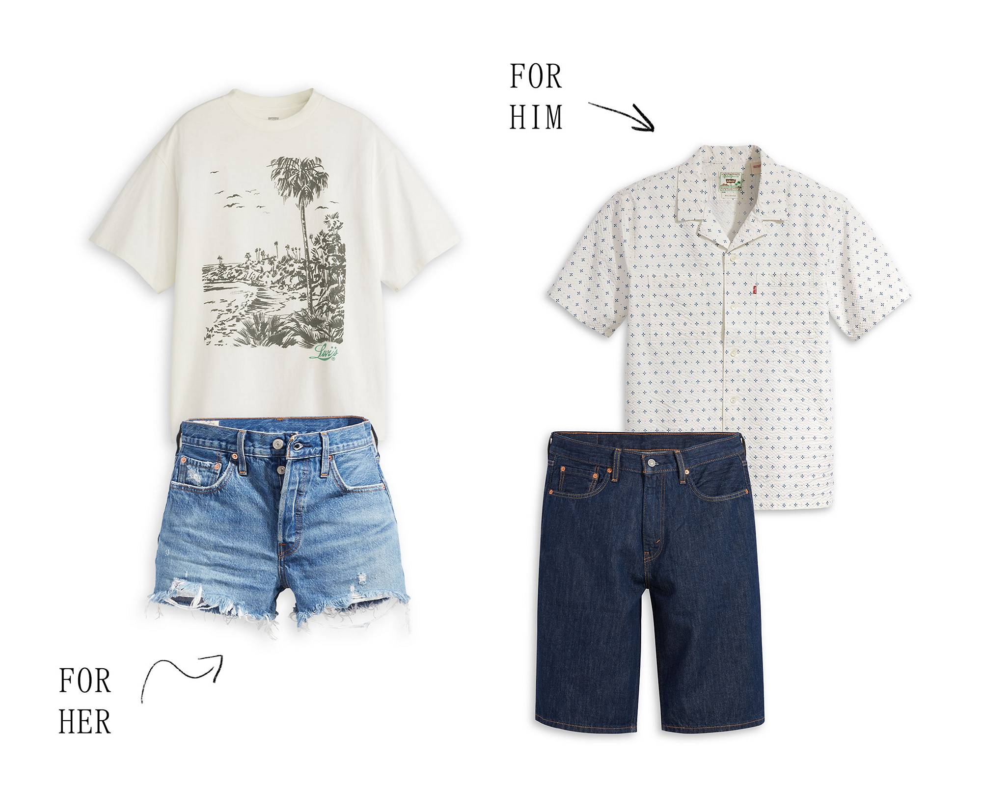 Flat lay outfit styling for the beach