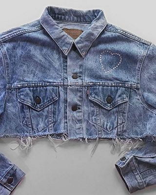 crystal jacket denim cropped jacket