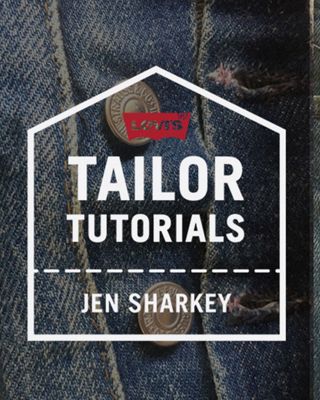 Header including three images, the left image with a close-up shot of a button, the middle image is an image of the button-fly on a pair of jeans, and the right image is of thread and a small pair of scissors.