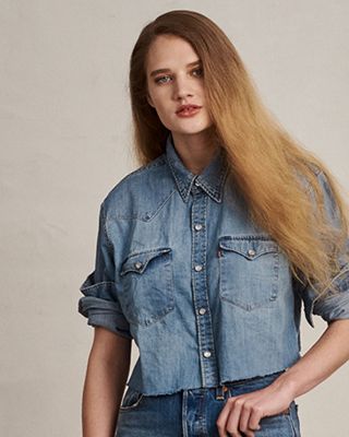 diy cropped western shirt