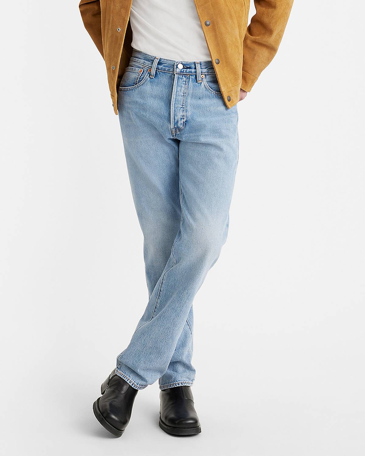 Male model wearing jean pants.