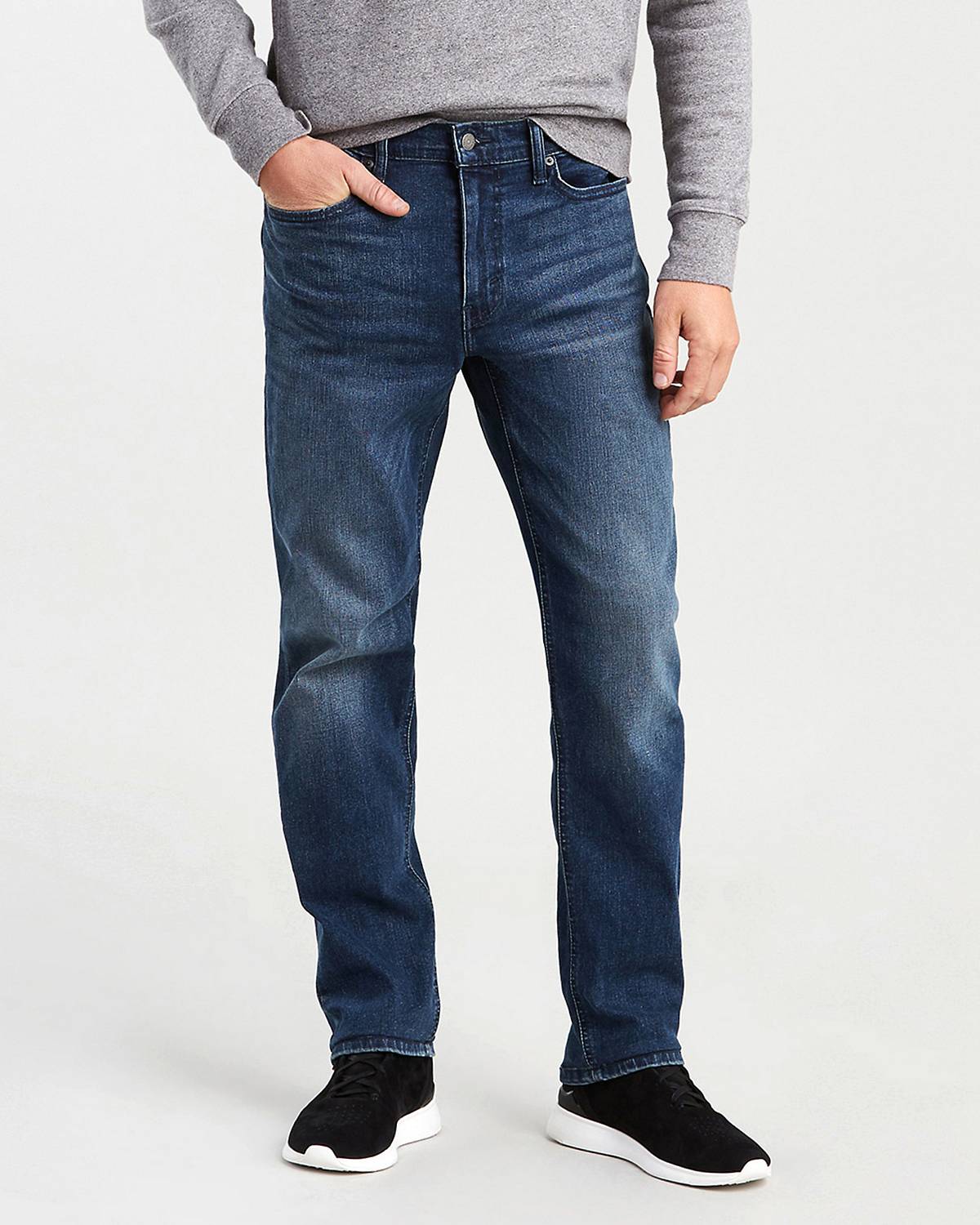 Model wearing denim jeans