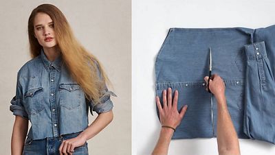 diy cropped western shirt