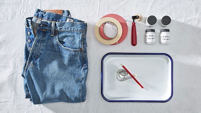 jean and supplies lay down