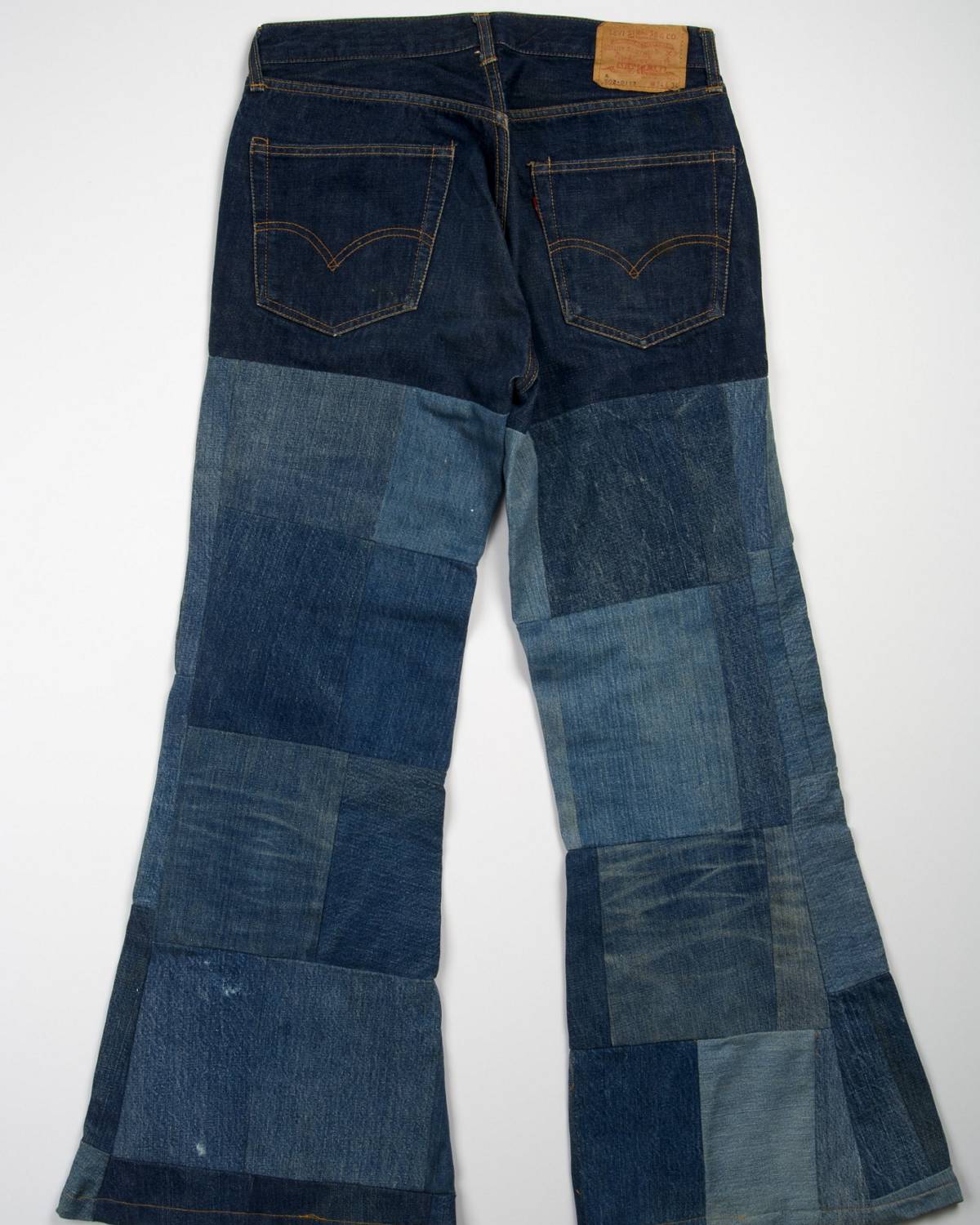 Levis® pocket patchwork customized bell bottoms ca 1966