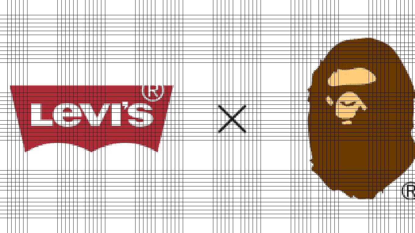 A graphic of the Levi's logo and the Bape logo