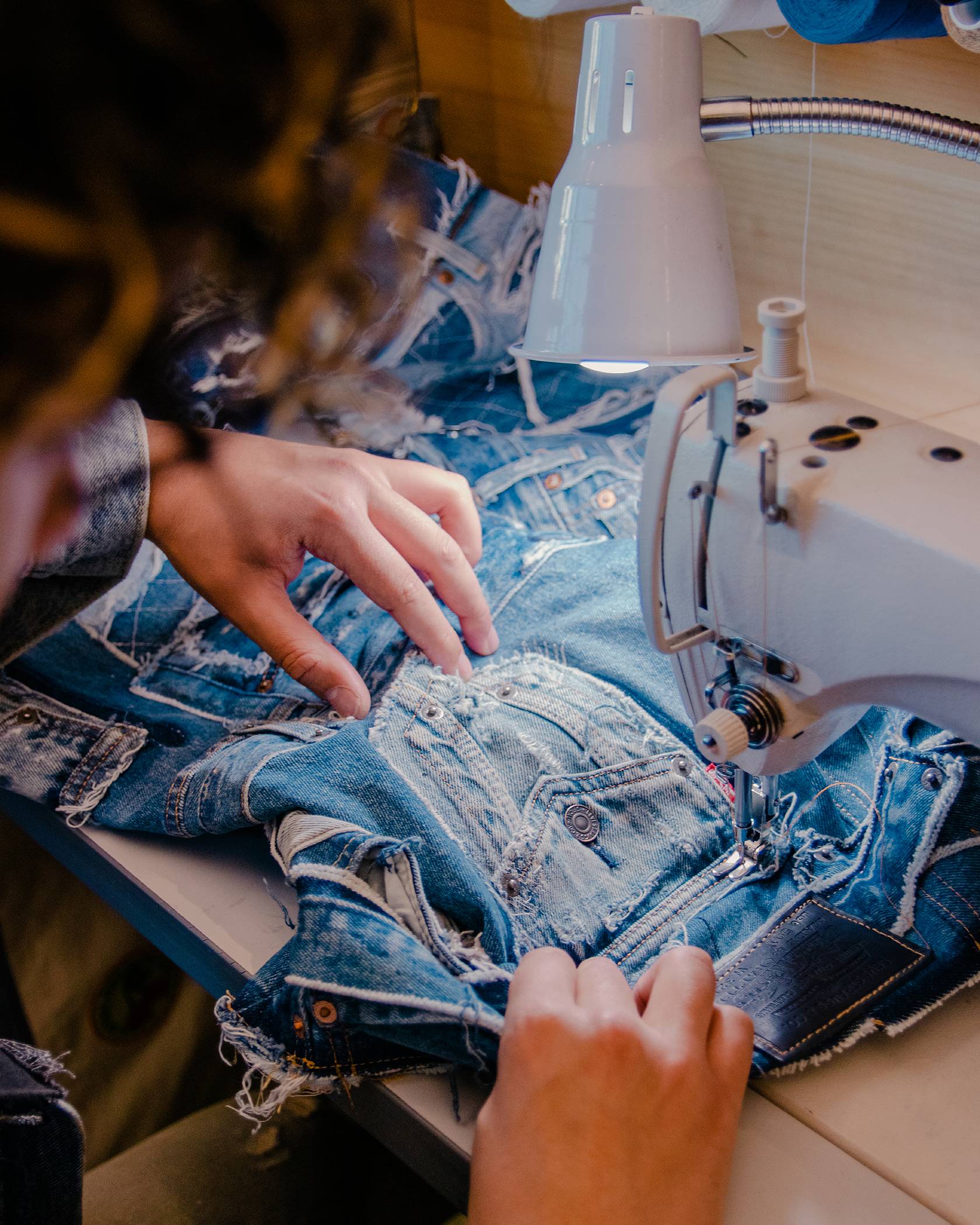 Tristan Thompson sewing custom jeans