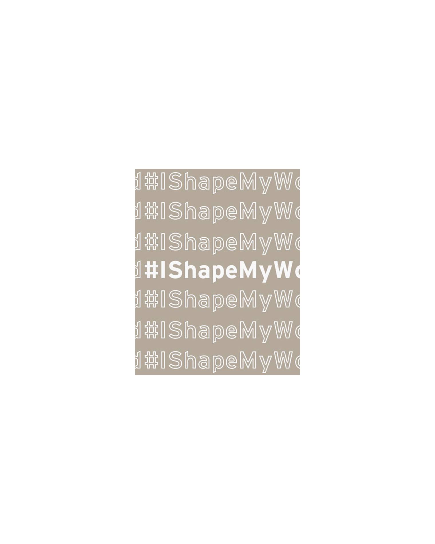 I shape my world header with a beige background and white texgt.