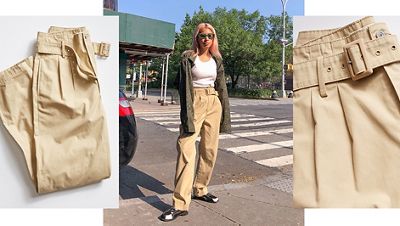 Michelle Li wearing different relaxed fits