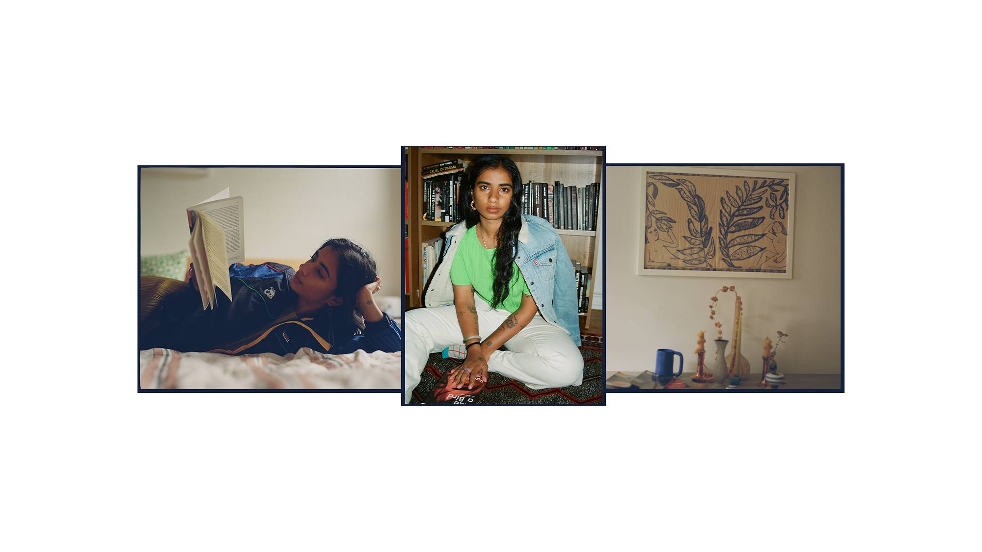 Portraits of Fariha Róisín in her room.