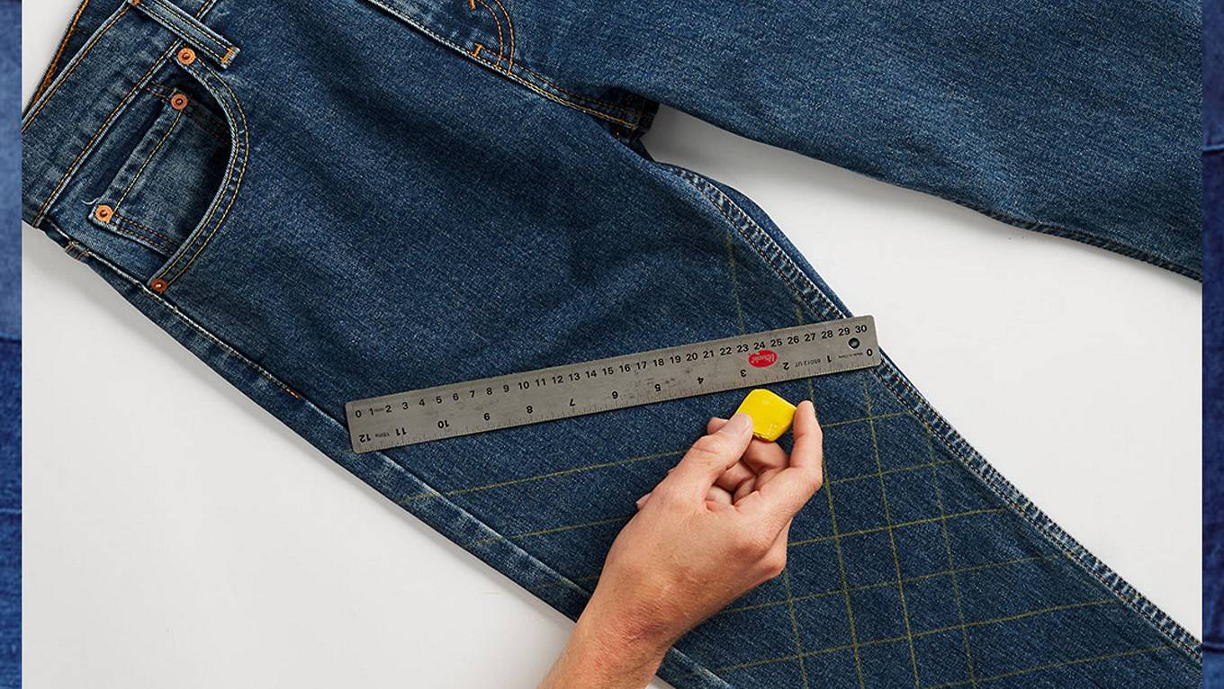 pair of jeans with ruler