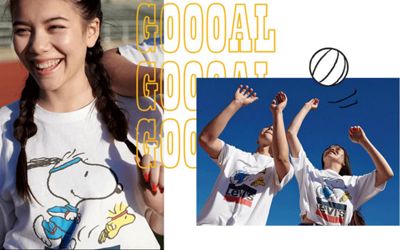 girl wearing snoopy tee shirt and playing volley ball