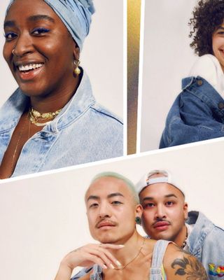different polaroids showing different people wearing pieces from the 2021 Pride Collection