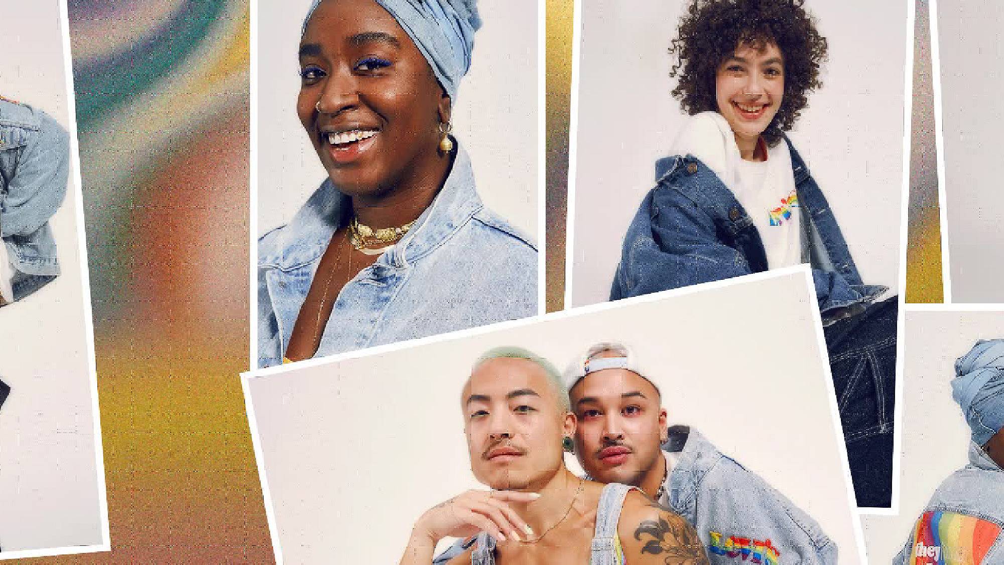 different polaroids showing different people wearing pieces from the 2021 Pride Collection
