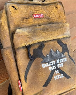 distressed backpack close up