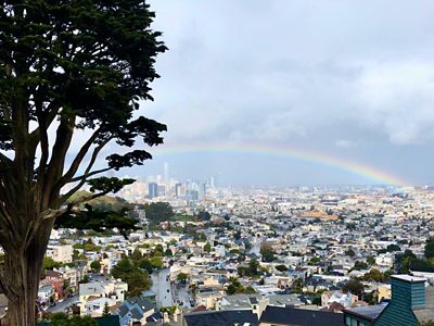 Rainbow over the SF city.