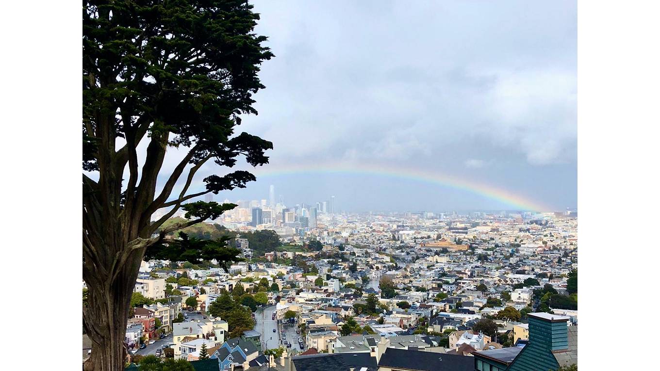 Rainbow over the SF city.