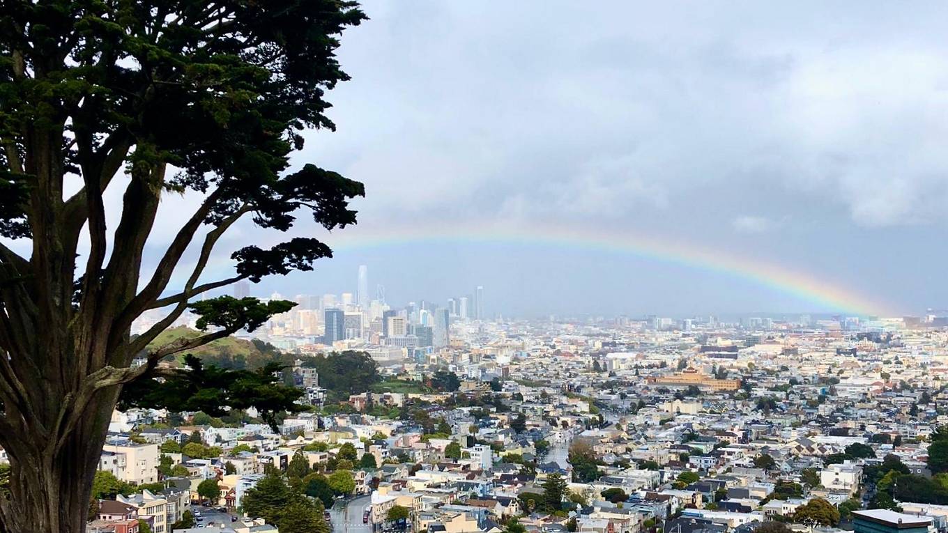 Rainbow over the SF city.