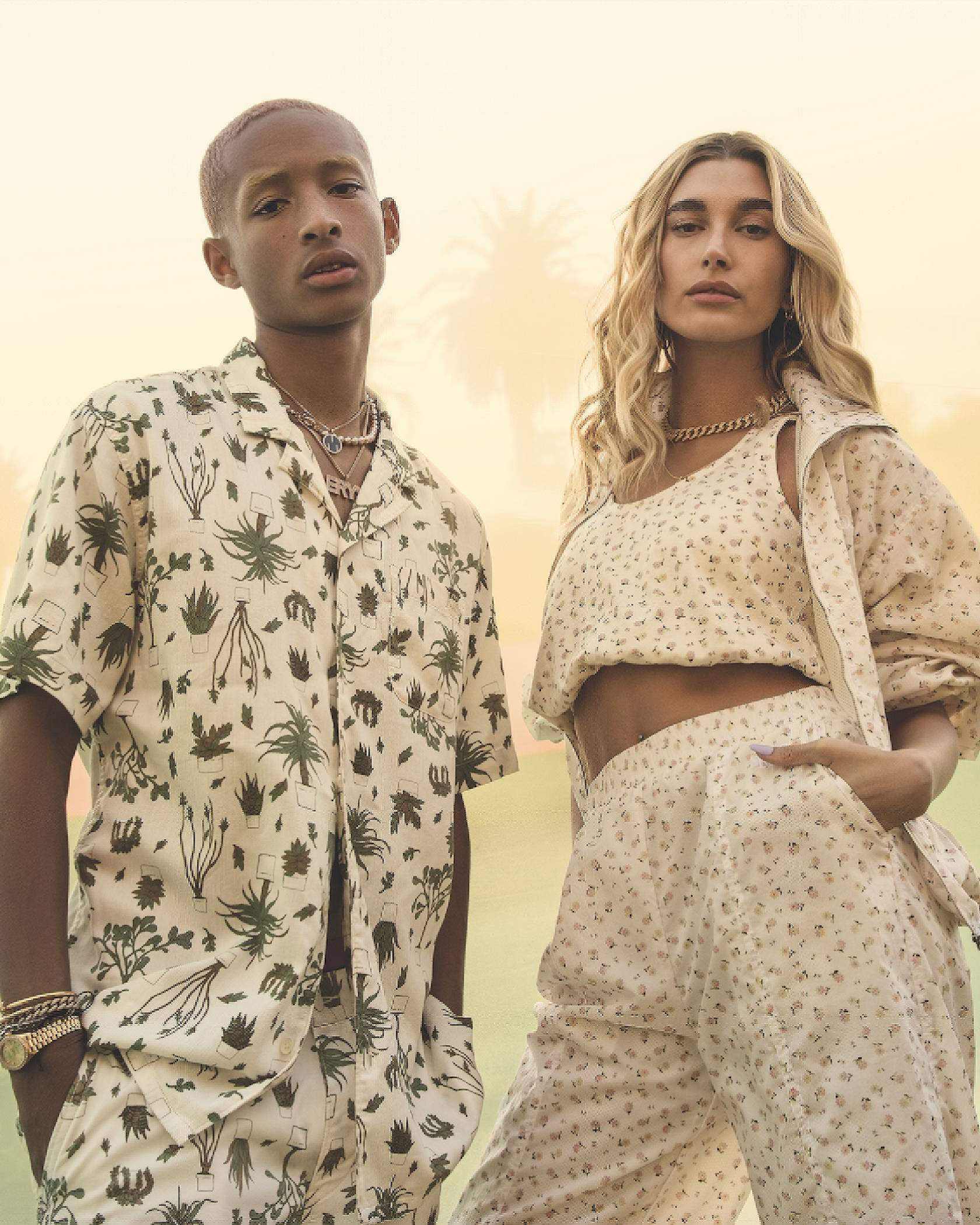 Jaden Smith and Hailey Bieber standing next to each other.