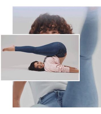 A woman wearing the sculpt jeans