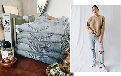 At home with Rachael and a portion of her secondhand Levi's® collection.