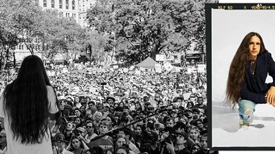 Xiuhtezcatl Martinez performing at the New York Climate Strike in 2019.