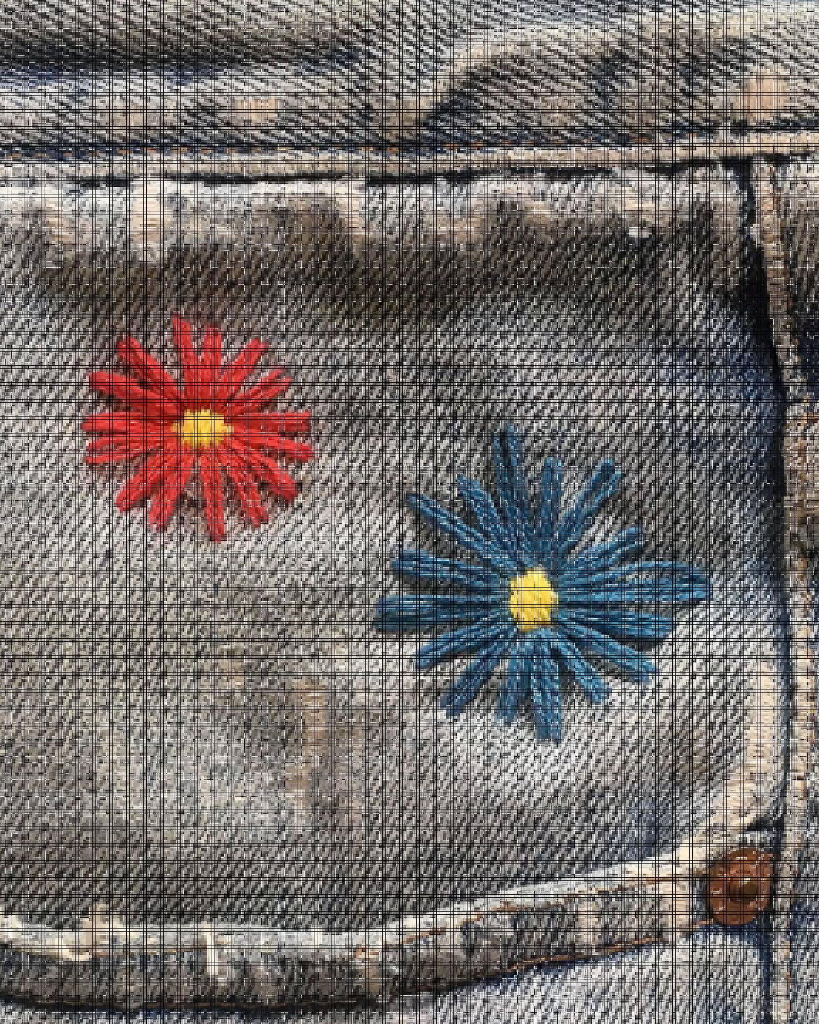 floral design on denim embroidery