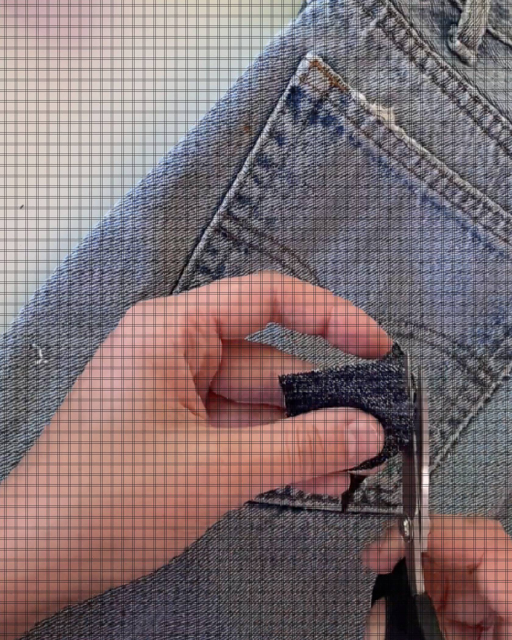 cutting fabric into a patch
