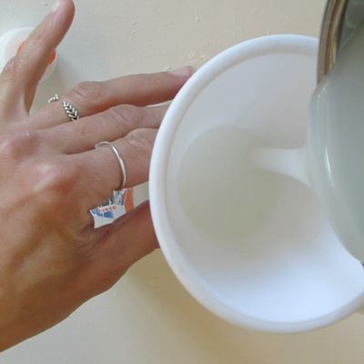 funnel bleach into bottle