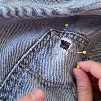 pin patch into place