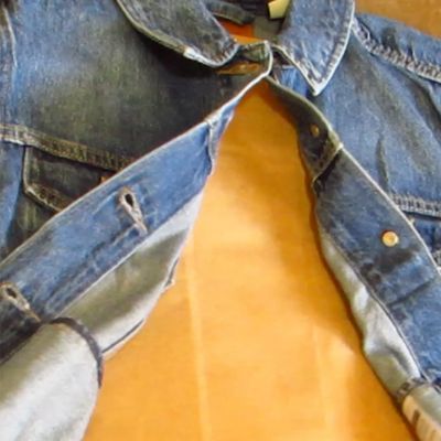 cardboard inside denim jacket