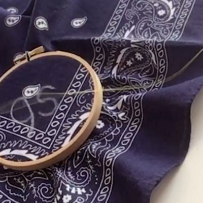 embroidery hoop on bandana