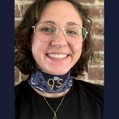 embroidered bandana on girl close up