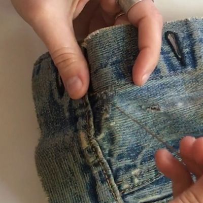 stitching denim close up