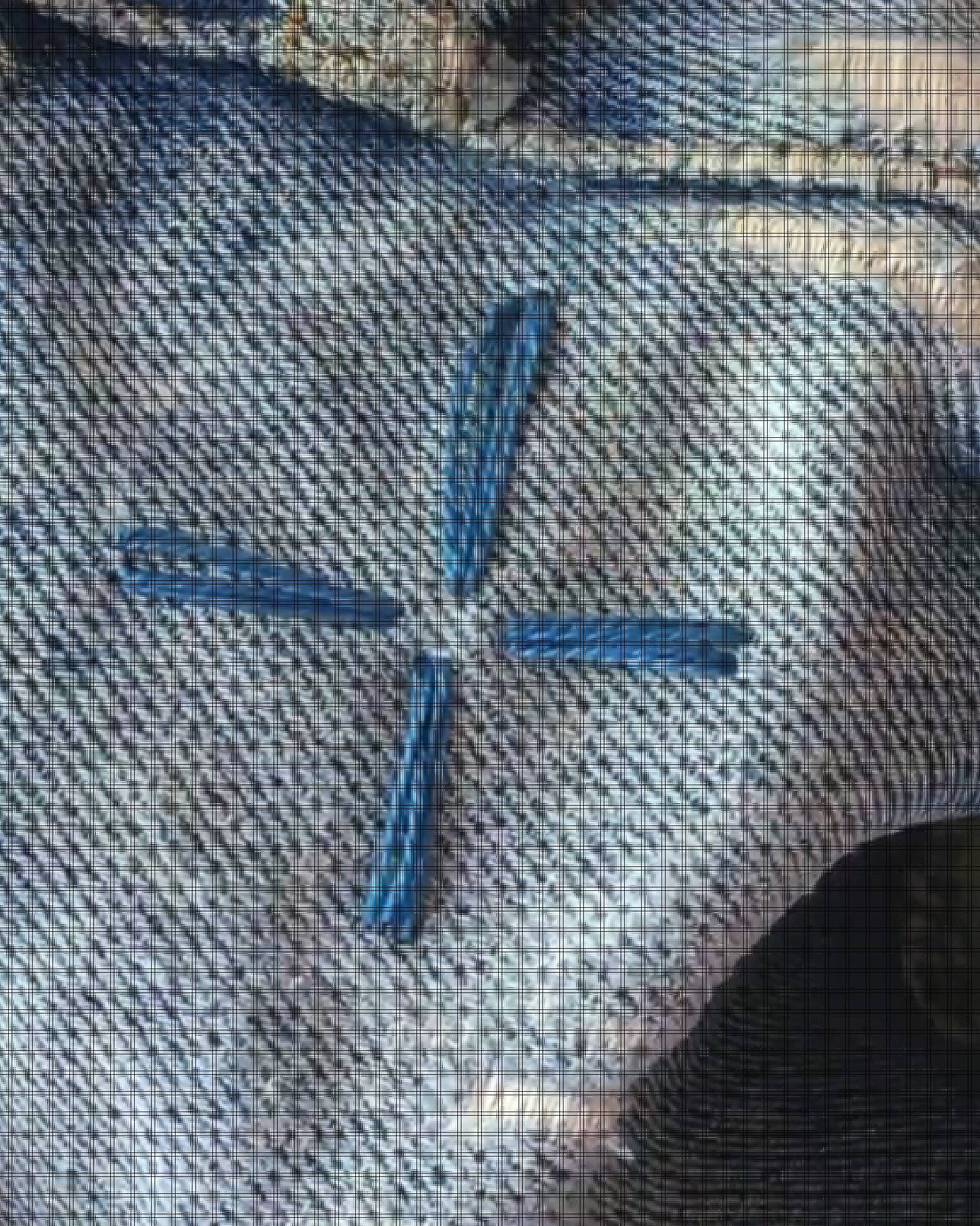 four petals shape of cross on denim embroidered