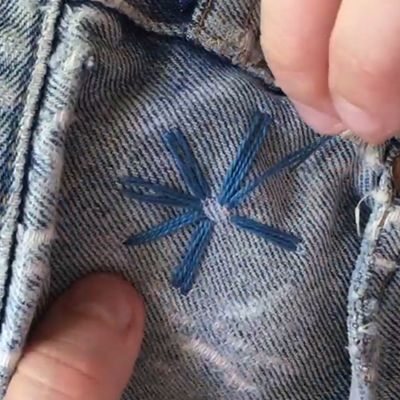 petal floral design denim