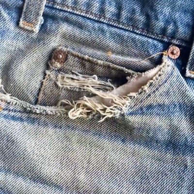 Fades and whiskers on jeans