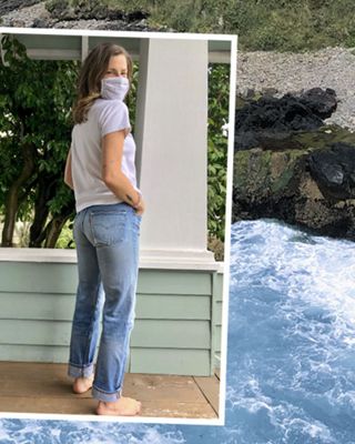 Photos of Lauren Bigelow overlaid on an image of an ocean cliff.