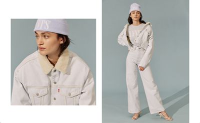 woman wearing winter white outfit