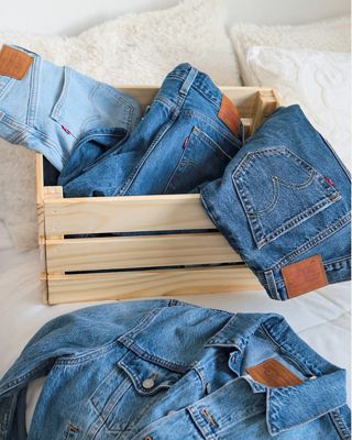 Denim stacked in box