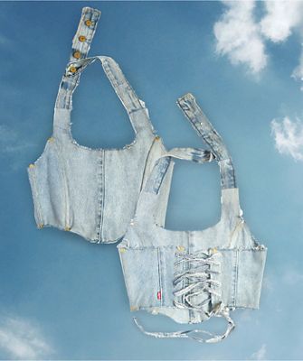 Two denim corsets