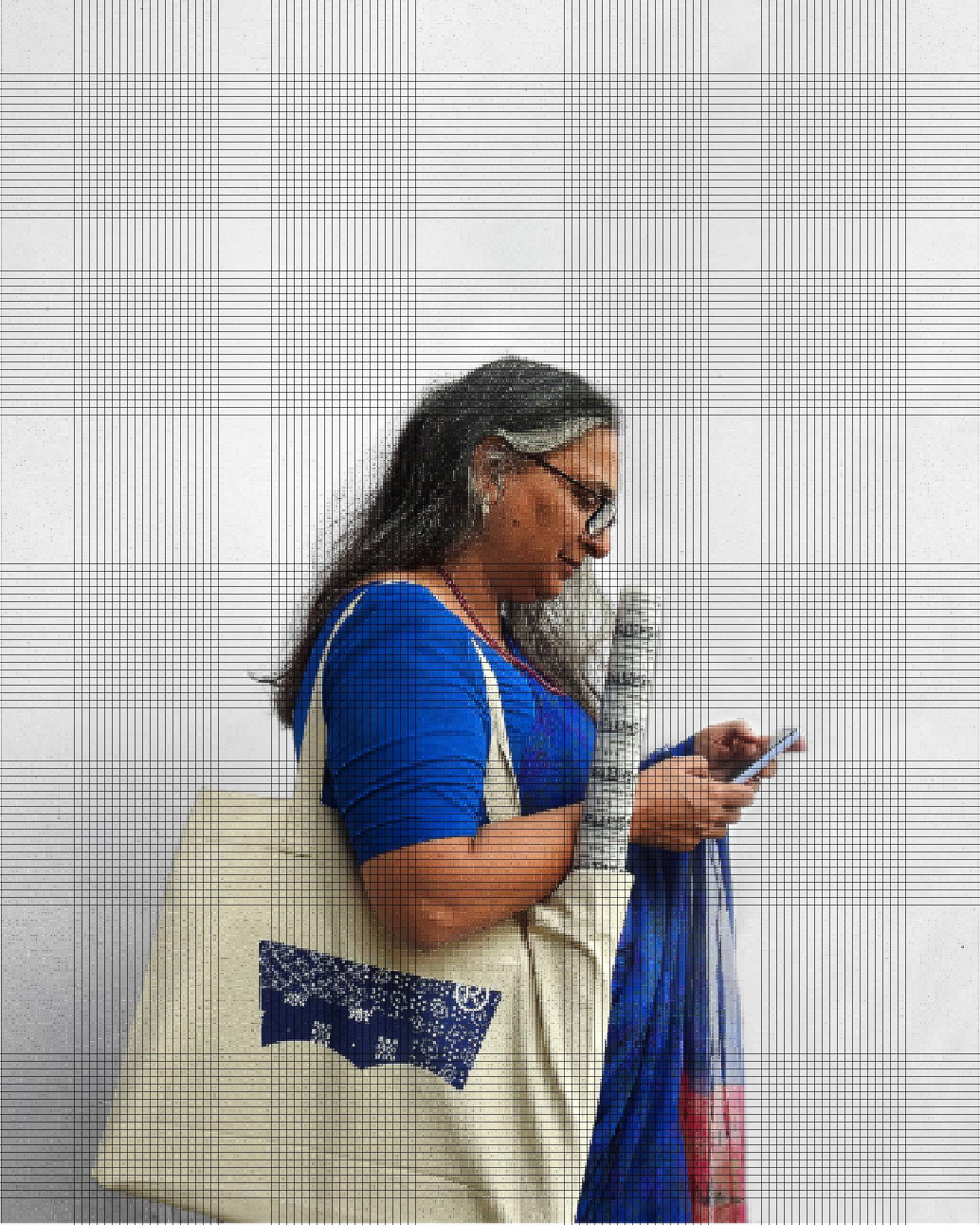 women holding fabric in tote bag