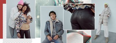 group of people in winter outfits