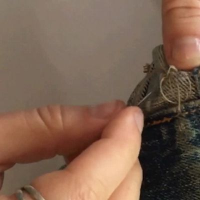 tie knot at end of stiching